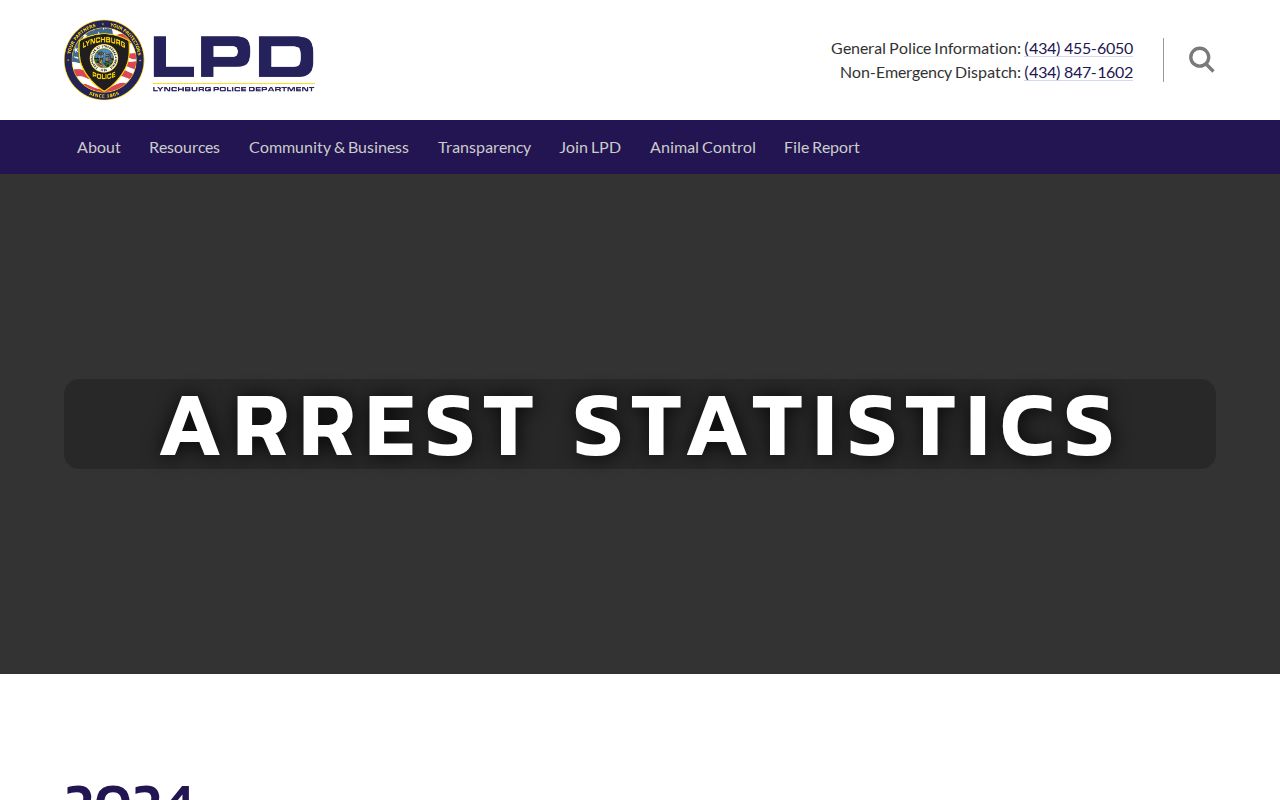 Lynchburg arrest statistics official police dashboard