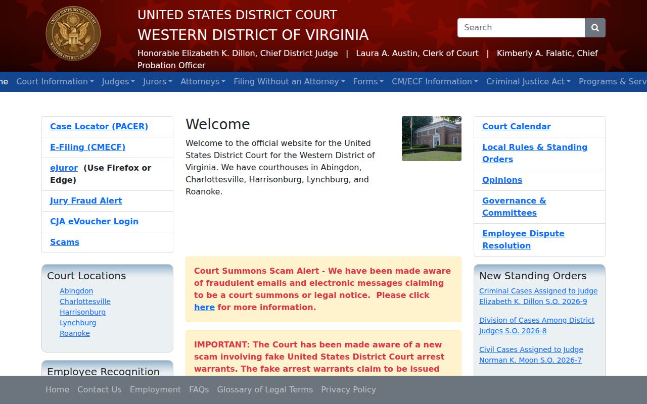 Lynchburg federal criminal court and arrest record jurisdiction