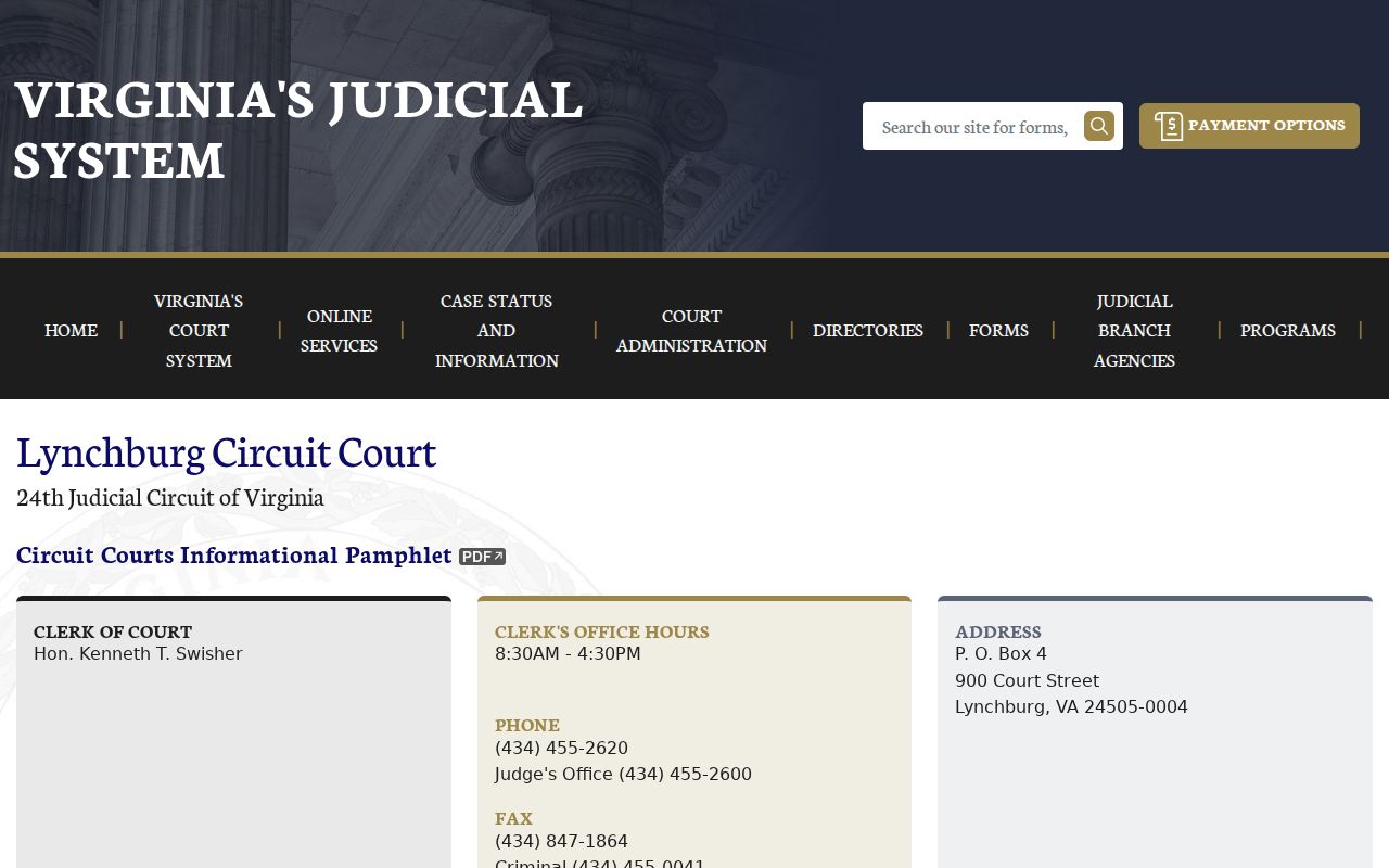 Lynchburg Circuit Court clerk criminal case information