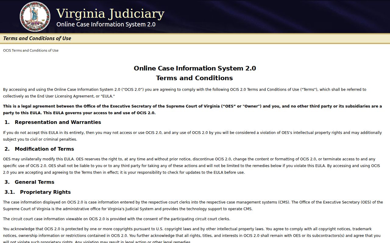 Lynchburg criminal court case search through Virginia OCIS
